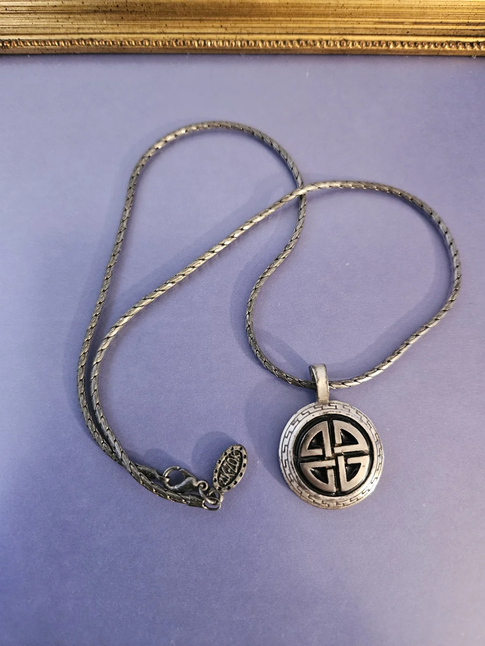 Vintage Zik Zok Pewter Celtic Knot Pendant Necklace Unisex Snake Chain 21 Inches